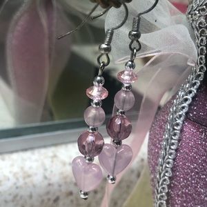 Handcrafted Pink heart earrings